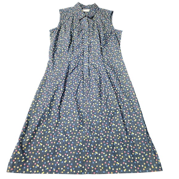 Liz Claiborne Womens Dress Multi-Color Size 8 100% Cotton Sleeveless Polka Dot - Picture 1 of 12